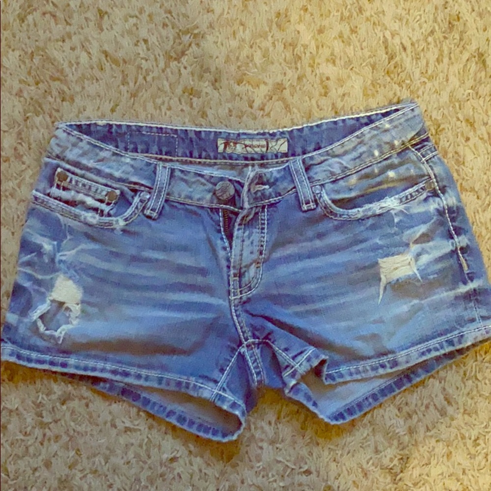 BKE denim distressed shorts